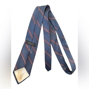 Vintage Christian Dior Men's Tie in Blue with Red Stripes